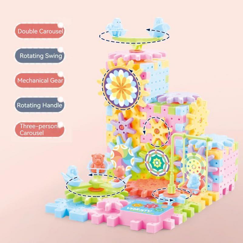 Building Blocks Gear Cogs Toy Electric Brick Building Gears Toy Set Reusable Interlocking Spinninggears Building Educational toy