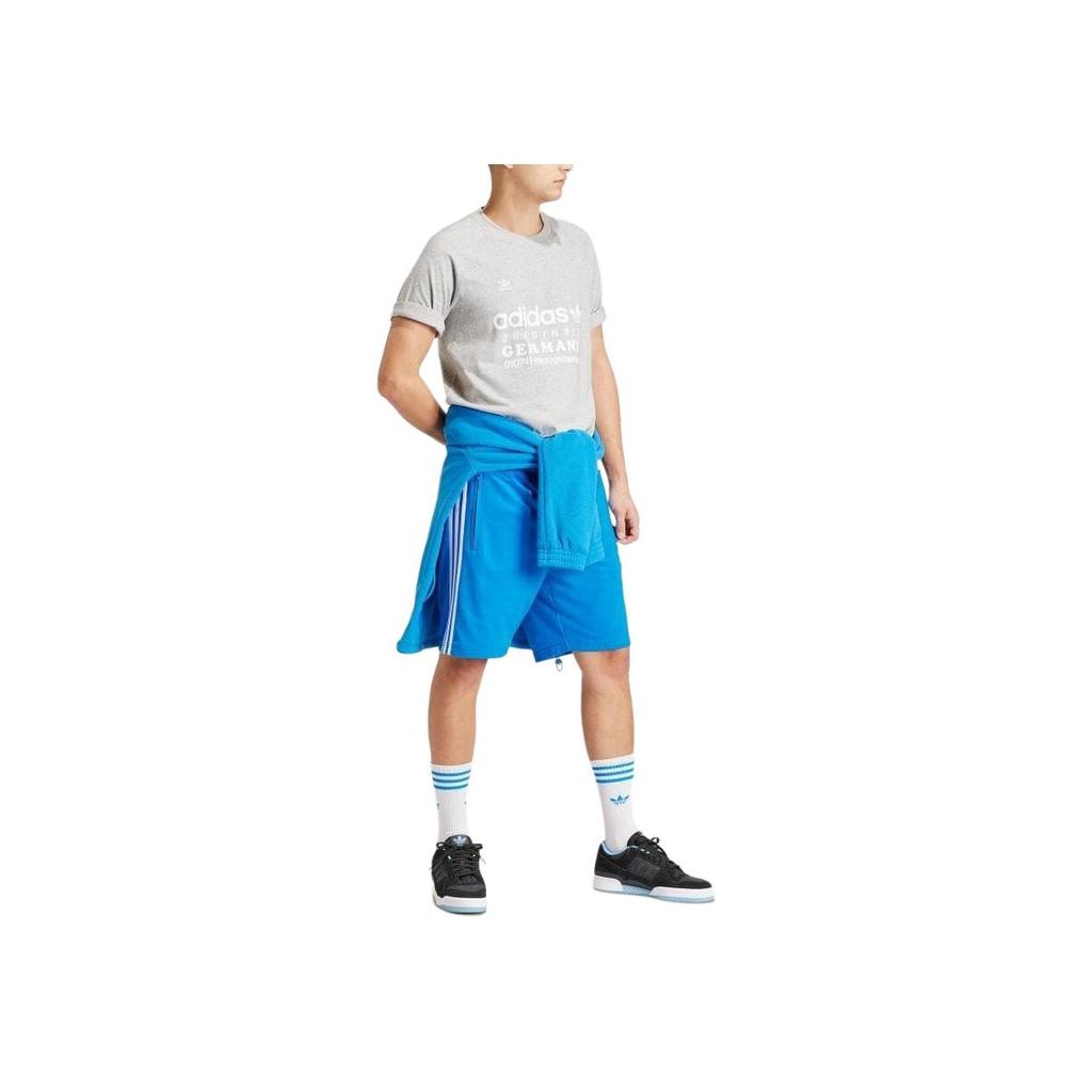 Adidas Originals Logo Print Crew Neck T-Shirt Men Tops Gray IU0224