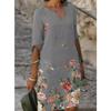 TIFICY Abiti casual con stampa a fiori, modello estivo primaverile, maniche a 1/2, scollo a V, vita ampia