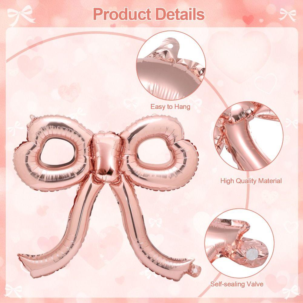 Bow Bow Foil Balloons Set Pink Foil Pink Bow Balloons Heart Star Bow Birthday Decorations