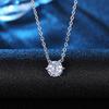 Huitan Simple and Elegant 6 Claw Cubic Zirconia Pendant Necklace for Women Daily Wear Fashion Versatile Female Neck Accessories