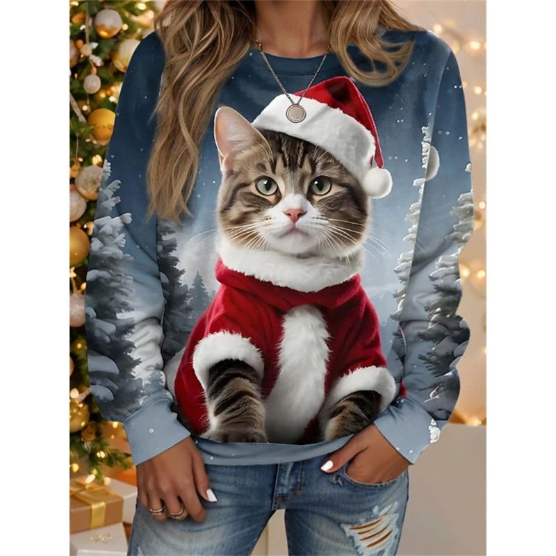 3D Print Christmas Snowman Sweatshirts Women Fashion Casual Streetwear O-Neck Hoodies Pullovers Harajuku Y2k Tops Woman Clothing