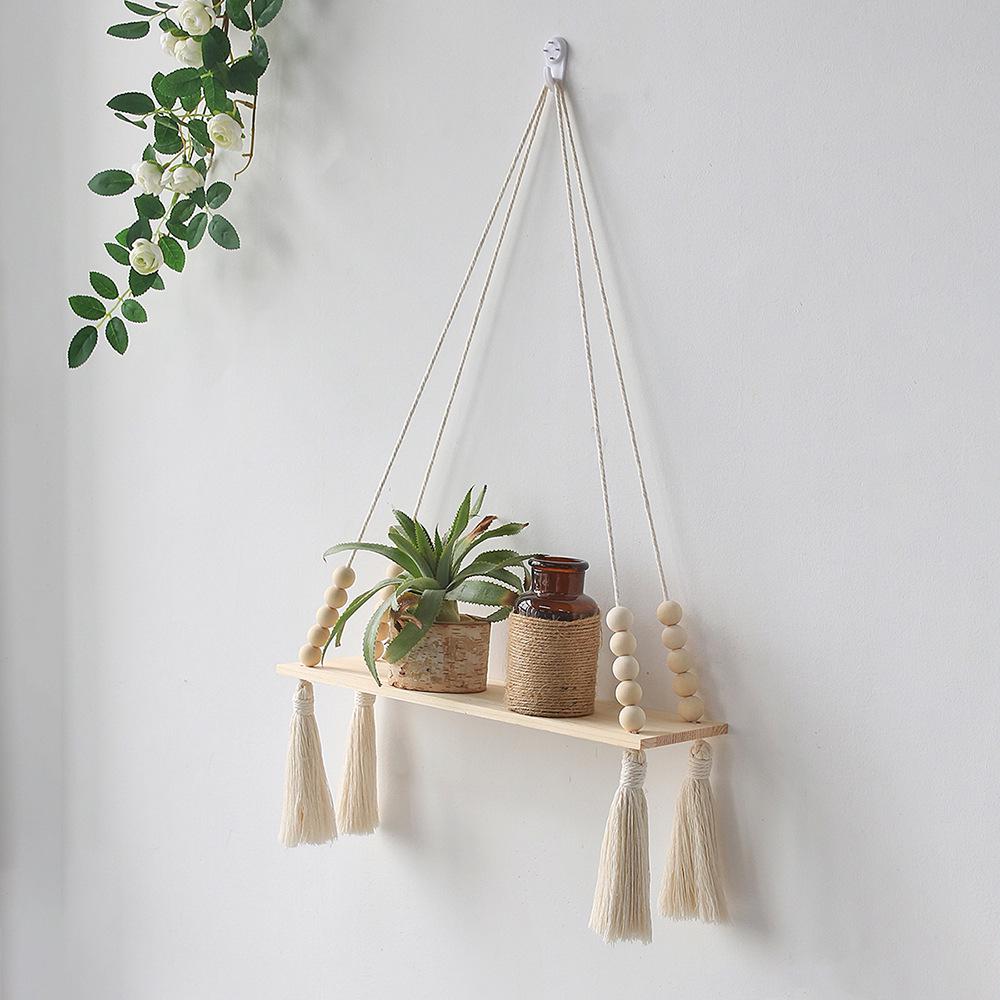Cross-Border Cotton Rope Tapestry Wall Hanging with Shelf for Green Plants