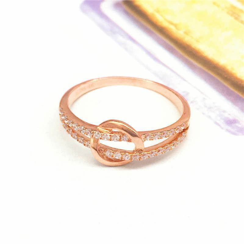 Russian 585 Purple Gold Knot Ring, Simple High-End Design Color Gold-Plated Rose Gold Adjustment Ring