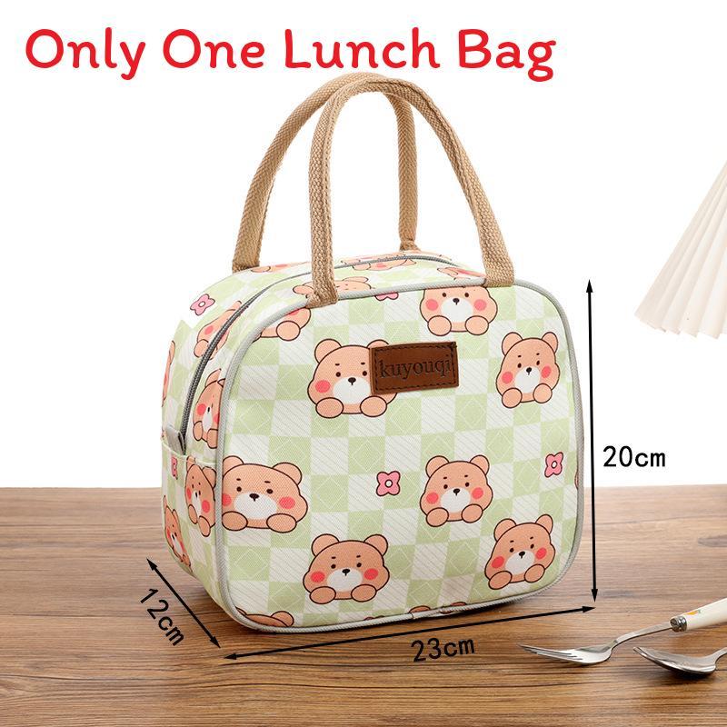 Canvas Lunch Bag Handheld Tote For Office Workers And Students With Zipper Closure
