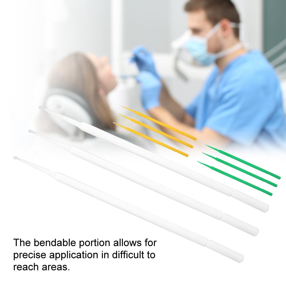 3 Colors Dental Disposable Micro Applicator Tip Bendable Sticks Brush Dispenser with Box