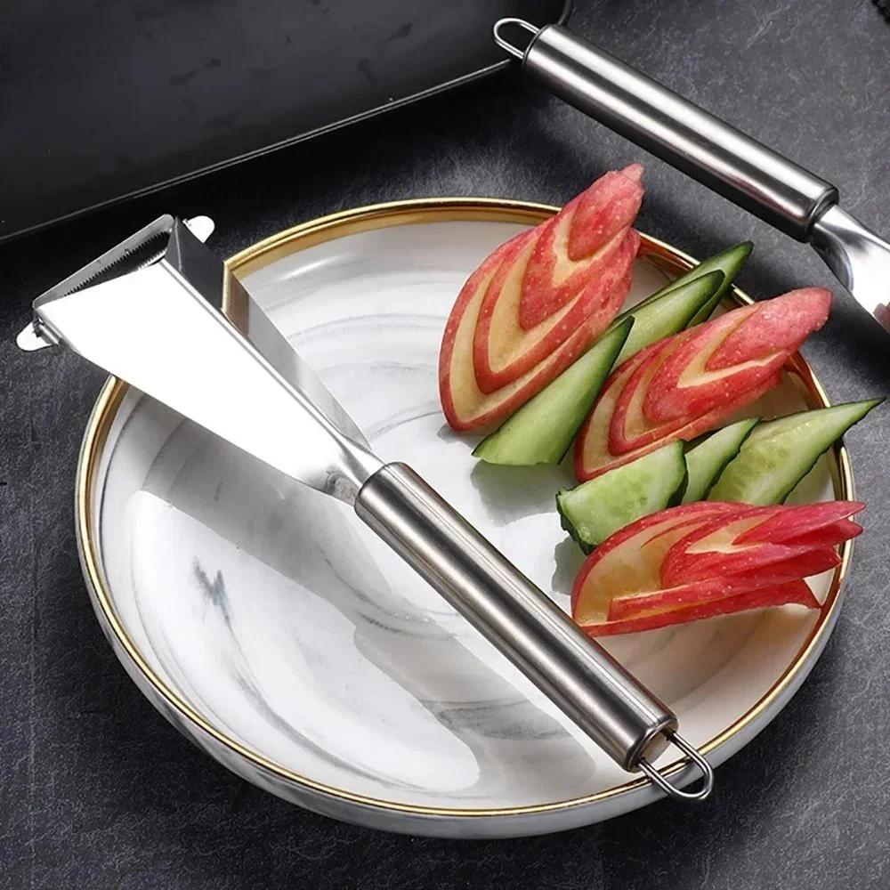 1 Pcs New Stainless Steel Fruit Carving Knife Triangular Shape Vegetable Knife Slicer Antislip Blades Kitchen Accessories