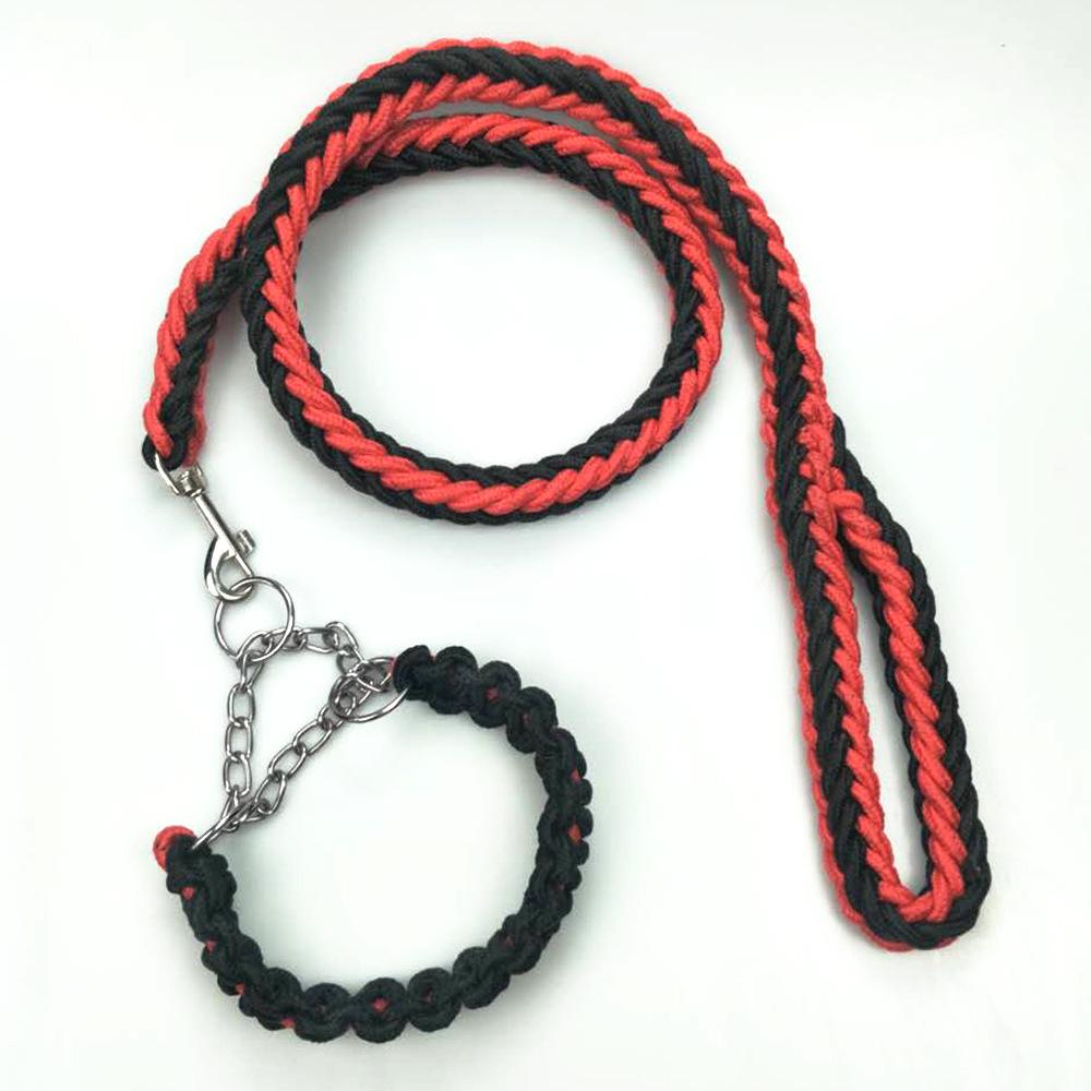 Eight-Strand Braided Dog Collar and Leash Set with Bone Chest Strap by Shuangyu Pets