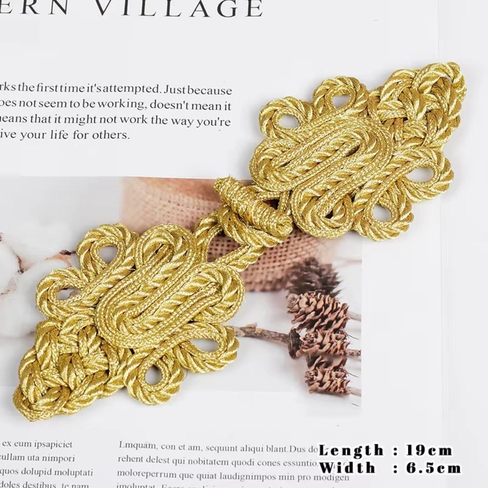 Handmade Chinese Knot Buttons Golden Cheongsam Buttons Traditional Gold Lace Trim Clasps  DIY Craft