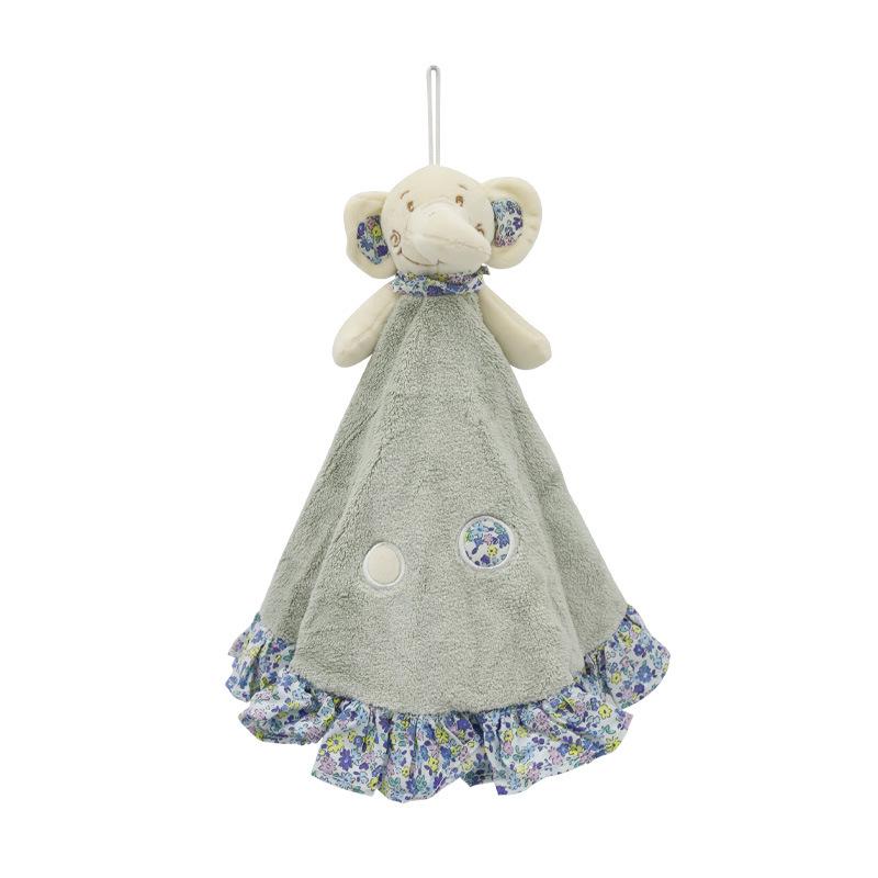 Cute Cartoon Animal Coral Fleece Children's Hanging Hand Towel - Thickened and Absorbent