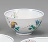 Kutani Ware Iwataya Five-piece Rice Bowl Set with Flower and Bird Motifs AP7-0621