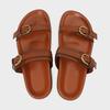 Fashion Metal Buckle Soft Leather Women Roman Shoes Thick Bottom Women Summer Slippers Leisure Comfort Non-slip Women Beach Flat Sandals