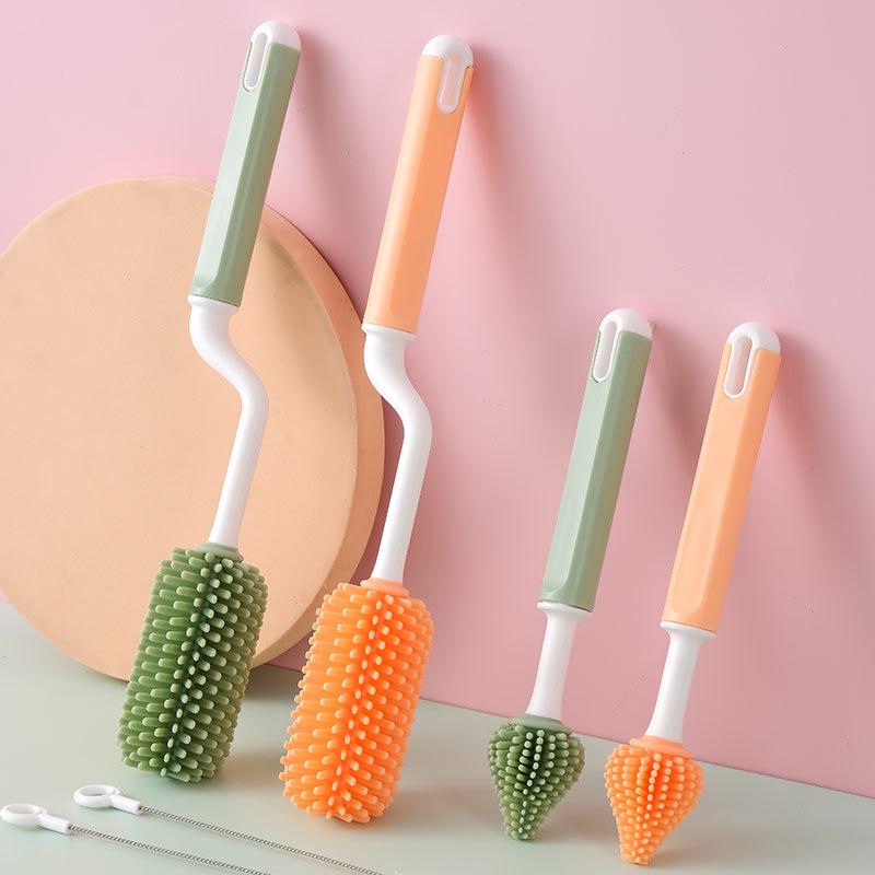 Silicone Rotating Baby Bottle and Nipple Brush Set