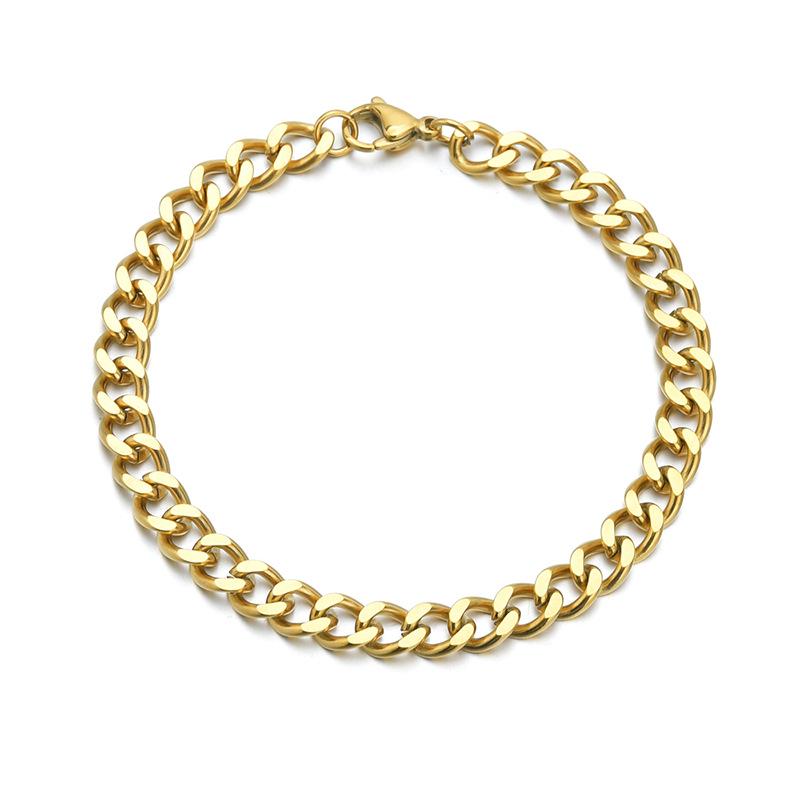 Trendiges 18 Karat Gold Cuban Link Armband: Mattierter Titanstahl, Drei Farben, Vielseitiger Hip-Hop-Stil für Männer