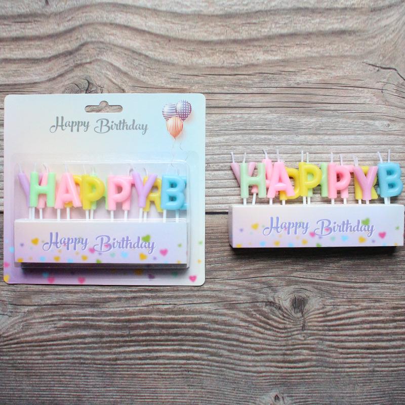 Birthday Party Colorful English Letters HAPPY BIRTHDAY Candle Romantic Party Candy Color Decoration