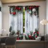 Holiday Christmas Balls Pine Branch Printed Curtains Suitable Home Decoration Bedrooms Living Rooms Made Of Polyester Great Room Decor