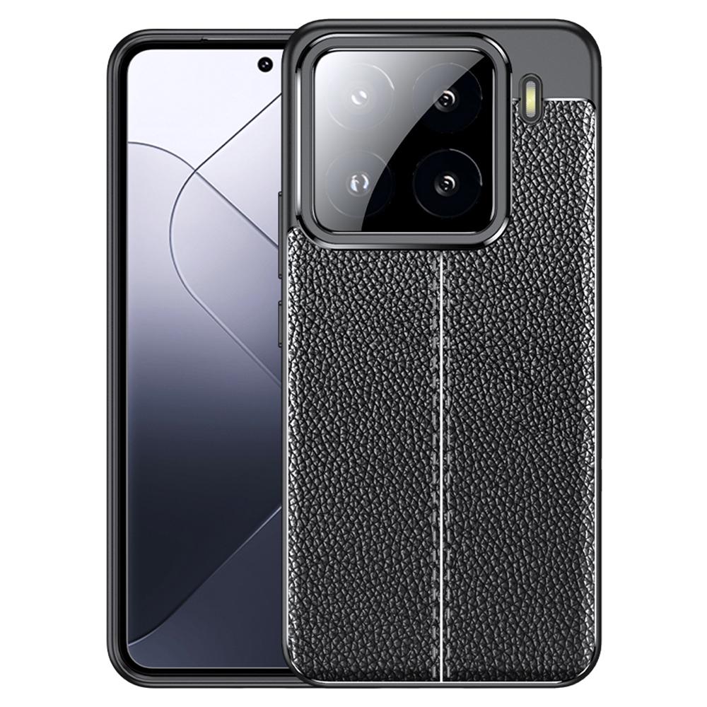 

For Xiaomi 15 Case Litchi Texture TPU Flexible Phone Cover,Black A