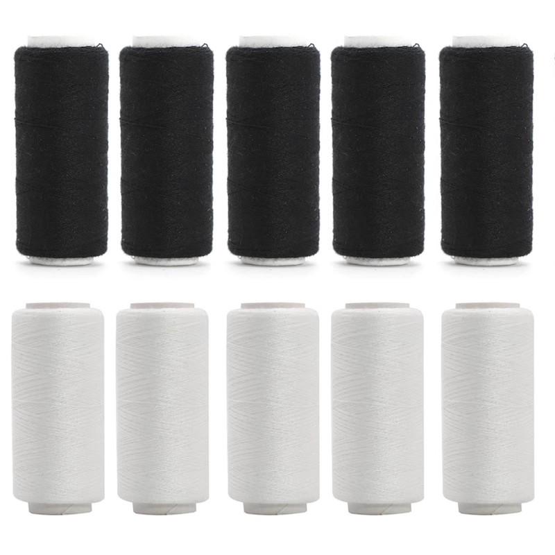402 Polyester Black & White Sewing Thread Set: Small Roll for Machine & Hand Sewing, Needle & Thread for Household & Clothes Use.