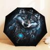 1 Stück Sternennacht Wolf Traumfänger Regenschirm, Outdoor Reiseaccessoire, Leicht & Langlebig, Perfektes Festivalgeschenk m1216005