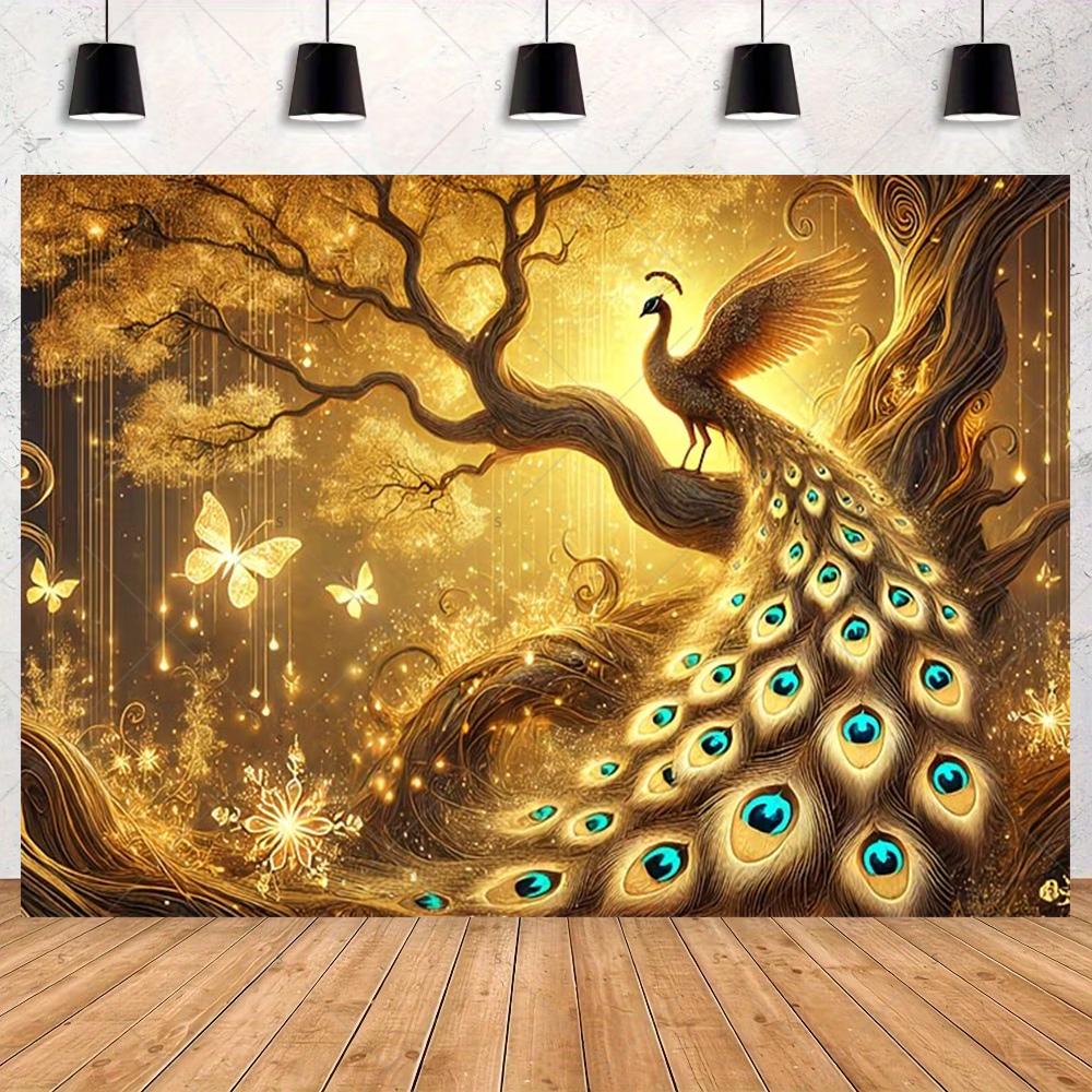 Peacock Theme Background Happy Birthday Flower Castle Waterfall Party Decor Backdrop Photography Studio Supplies Props Banner