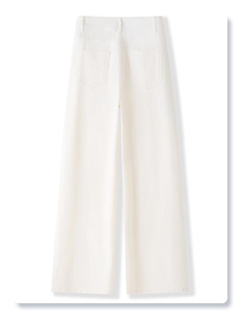 2025 Women's High-Waisted Yellow Wide-Leg Jeans: Slimming, Straight-Leg, Floor-Length, Spring Collection
