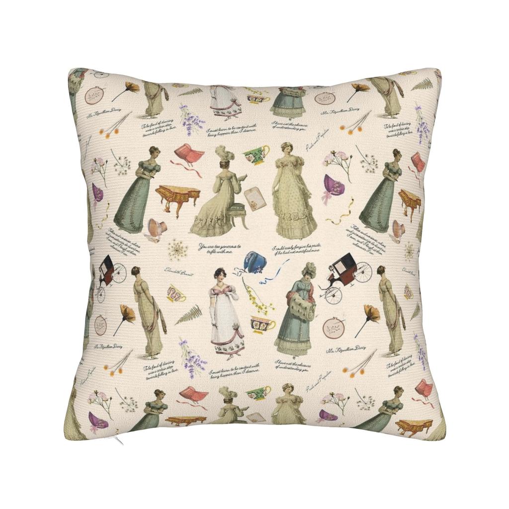 Pride and Prejudice Jane Austen Pillowcase Soft Polyester Cushion Cover Gift  Pillow Case Cover Living Room Square 45*45cm