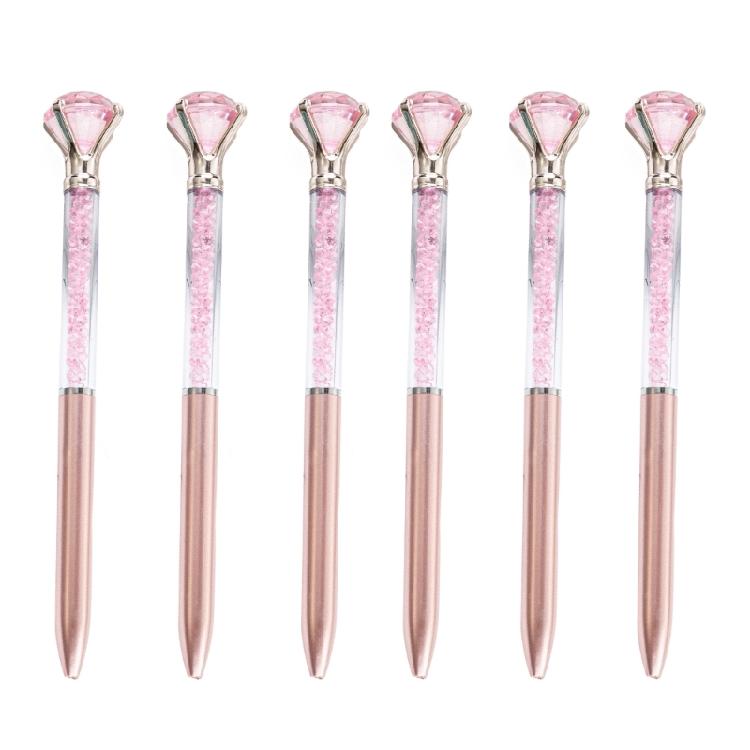 6Pcs Crystal Ballpoint Pen, Smooth to Write Big Crystal Pen for Wedding Christmas Birthday роза розовый