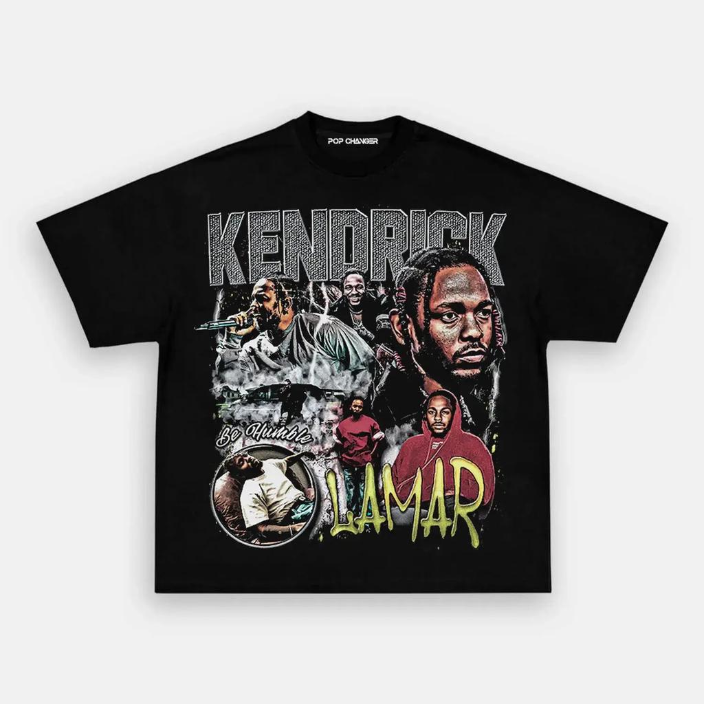 rapper Kendrick Lamar portrait graphics 100cotton unisex shirt 2026 Summer Y2k Unisexs Short Sleeve Hip Hop style Tshirt fan gift