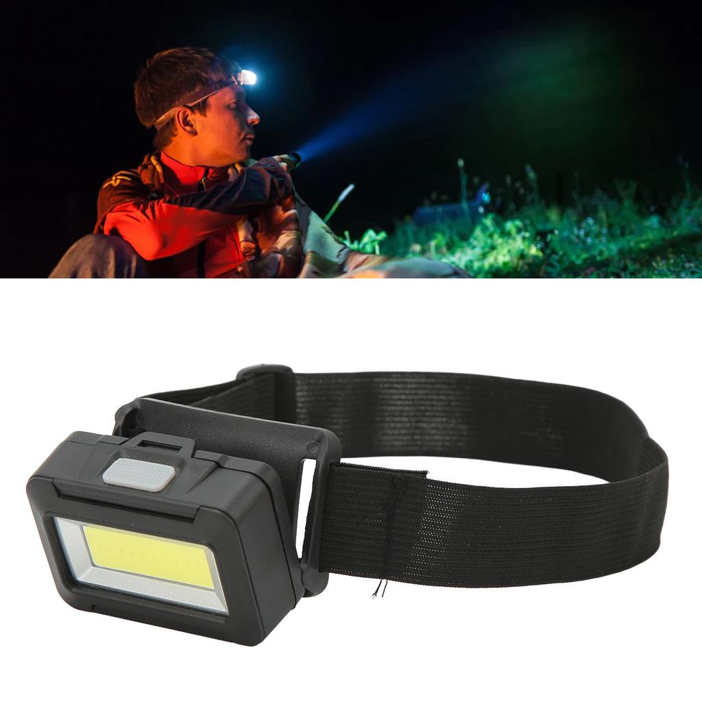 Head Mounted Flashlight Black Battery Powered Lightweight Life Grade Waterproof Headlamp with Comfortable Headband For Camping
