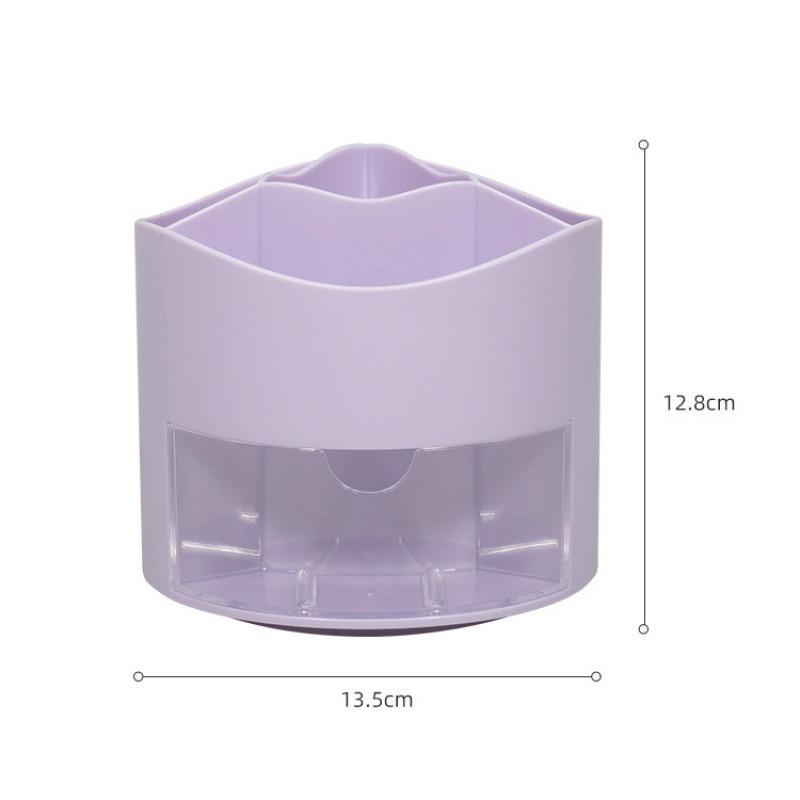 Kawaii Stationery Storage Box Cute Rotating Pen Holder Desktop Drawer Stationery Case School Office Pen Holder Desk Organizer