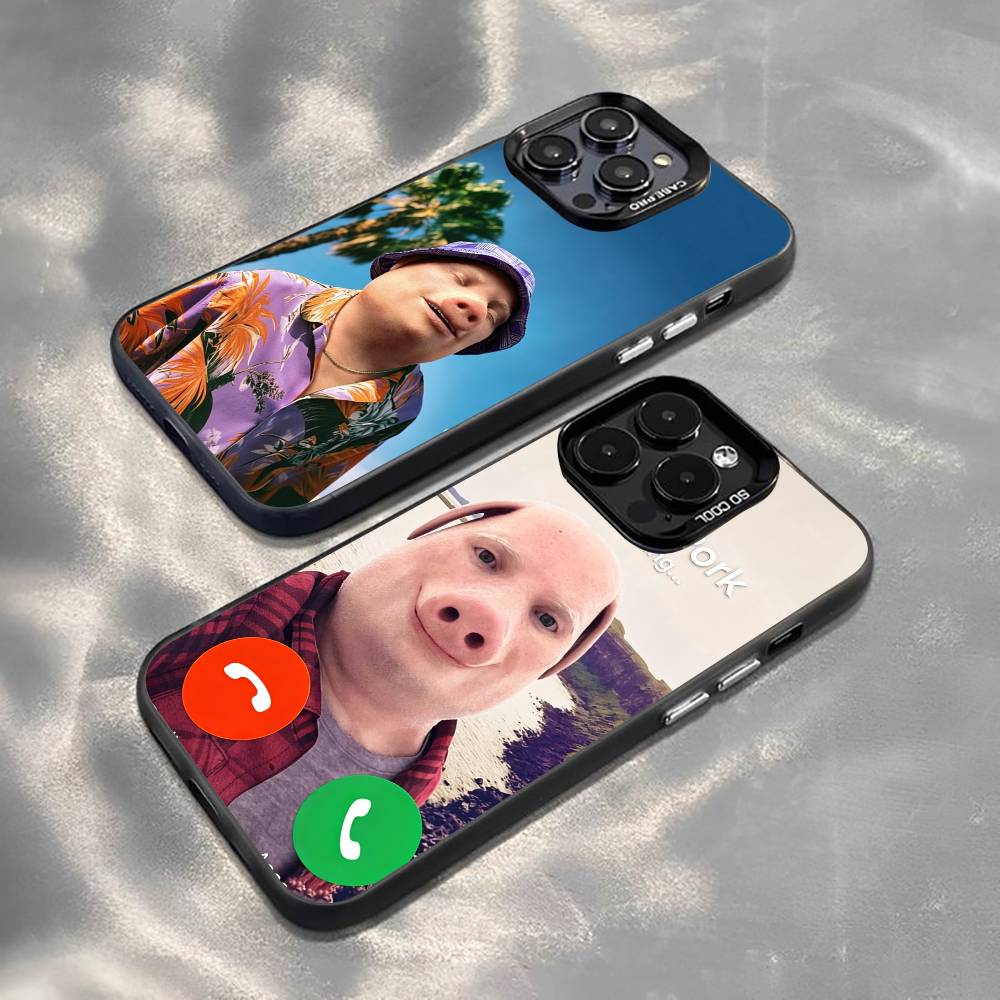 Funny J-John Pork Is Calling Phone Case For iPhone 17,16,15,14,13,12,11 Plus,Pro Max,XS,Colorful Silver Black Cover