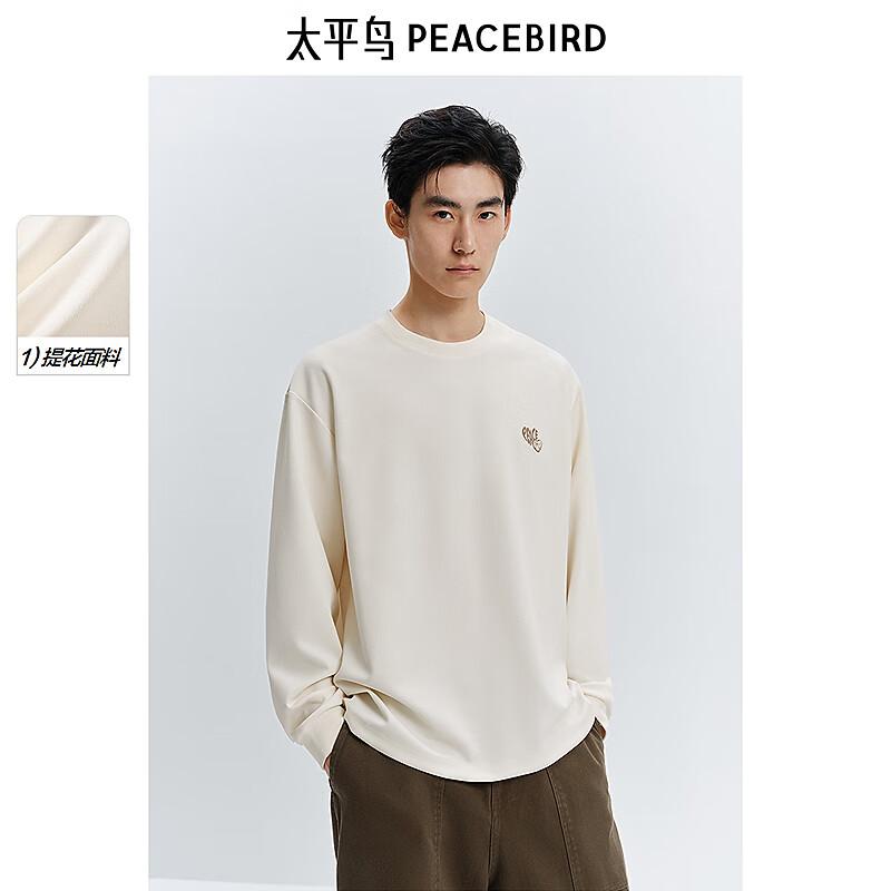 Мужская футболка PEACEBIRD с 3D-текстурой и вышивкой, с длинным рукавом