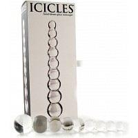 Gode en verre icicles no. 02 - pipedream - boules de diamètre croissant - noir - pour adulte