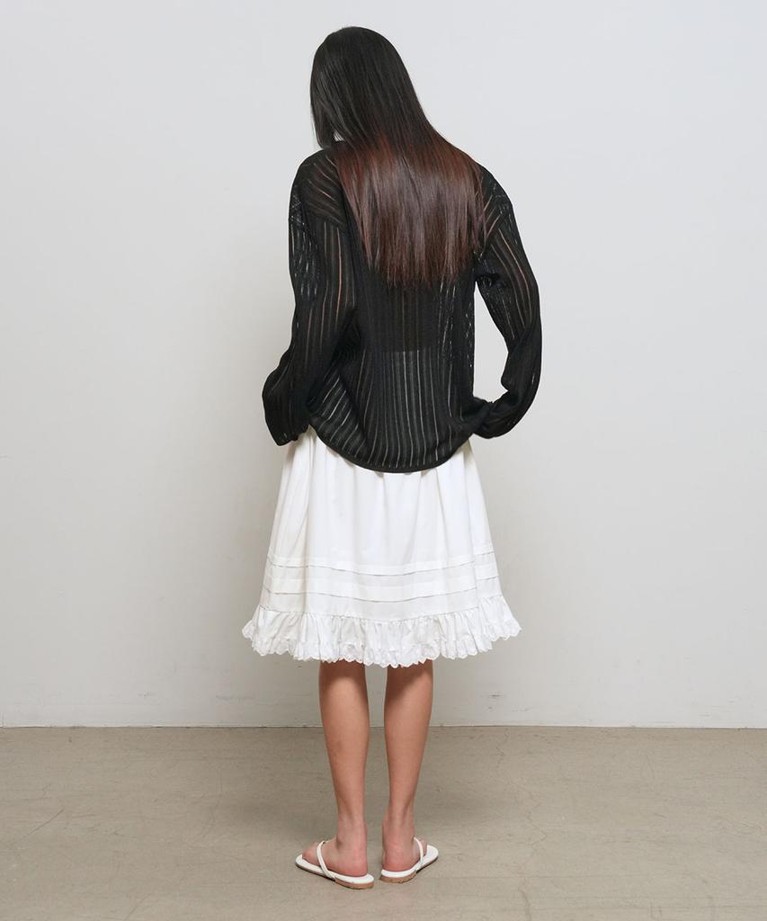 General Idea Lace Flare Midi Skirt [White] / Gf2Lsk509