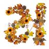 Harvest Wreath With Pumpkins Berries Vine Circle Halloween Thanksgiving Door Decor