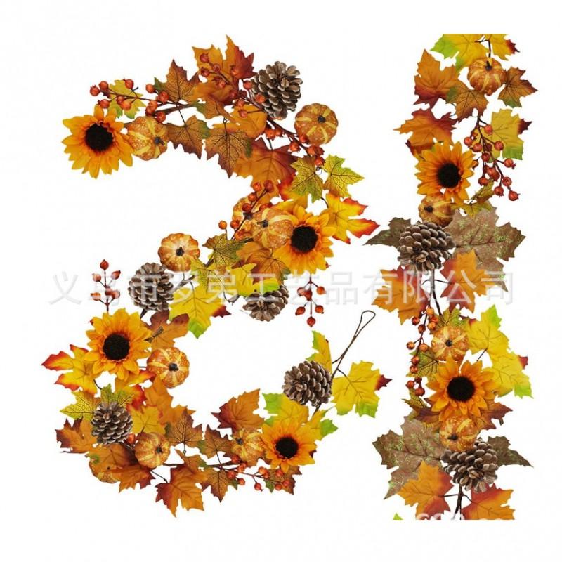 Harvest Wreath With Pumpkins Berries Vine Circle Halloween Thanksgiving Door Decor