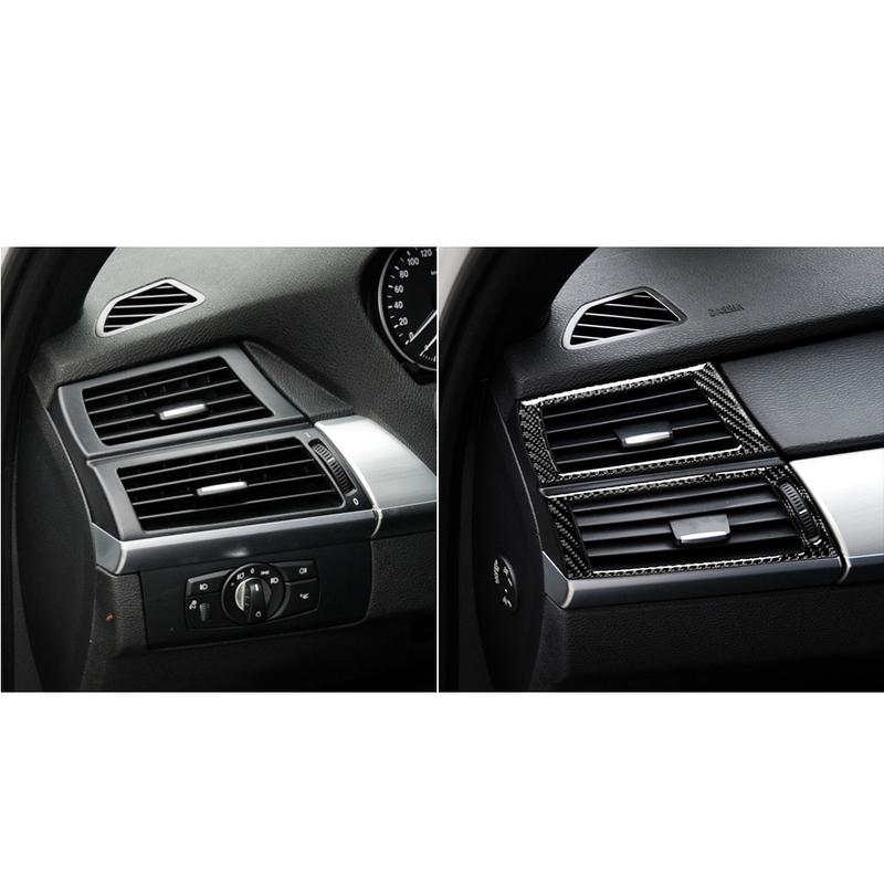 Real Carbon Fiber Car Accessories Dashboard Air Vent Trim Cover Soft Sticker For BMW X5 E70 2008-2013 X6 E71 2009-2014