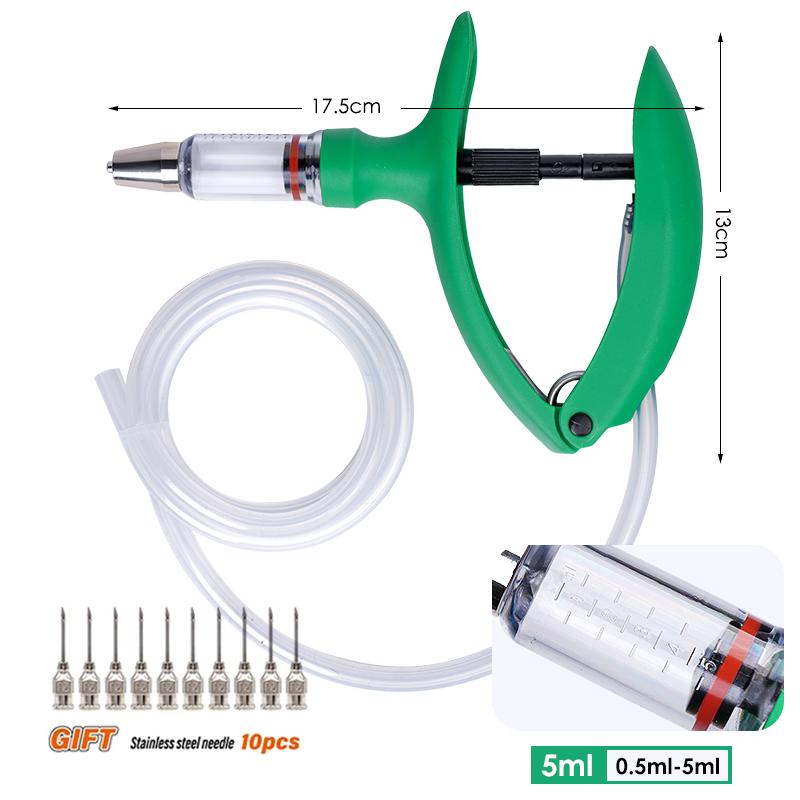 

2ml/5ml Poultry Automatic Syringe With Needle Adjustable Continuous Animal Injector Vaccine Injection Veterinary Pig Cattle Tool