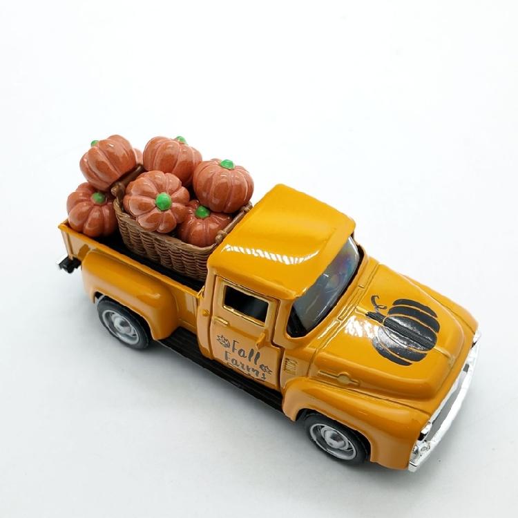 Fall Tiered Tray Decors Metal Truck with Fake Pumpkins Farmhouse Tiered Tray Decors for Thanksgiving Party Home Kitchens