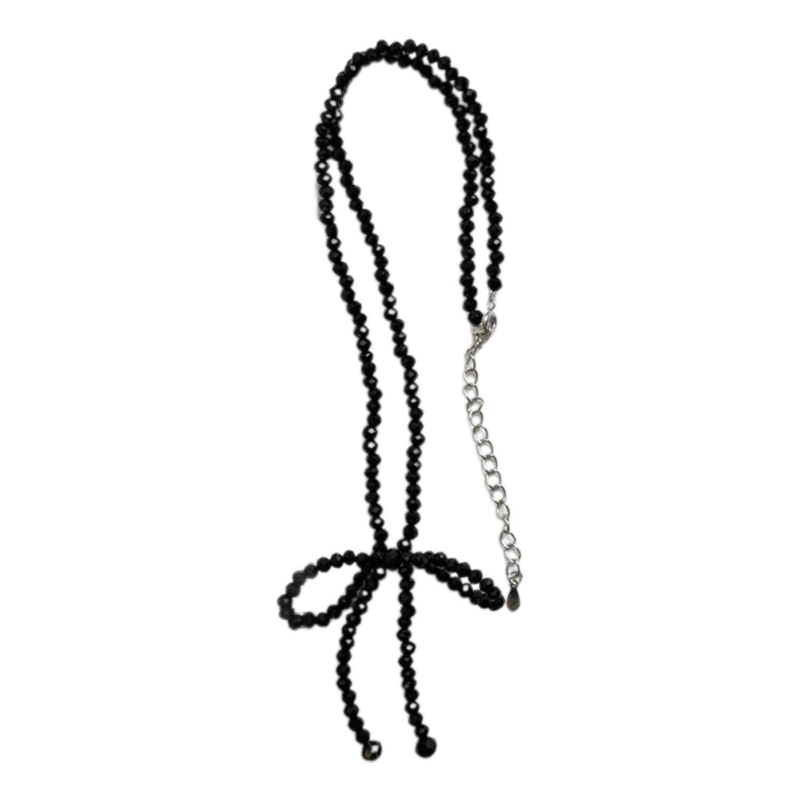 

Французское хрустальное ожерелье-бантик с регулируемой длиной, удобное украшение на ключицу для женщин и девочек чёрный