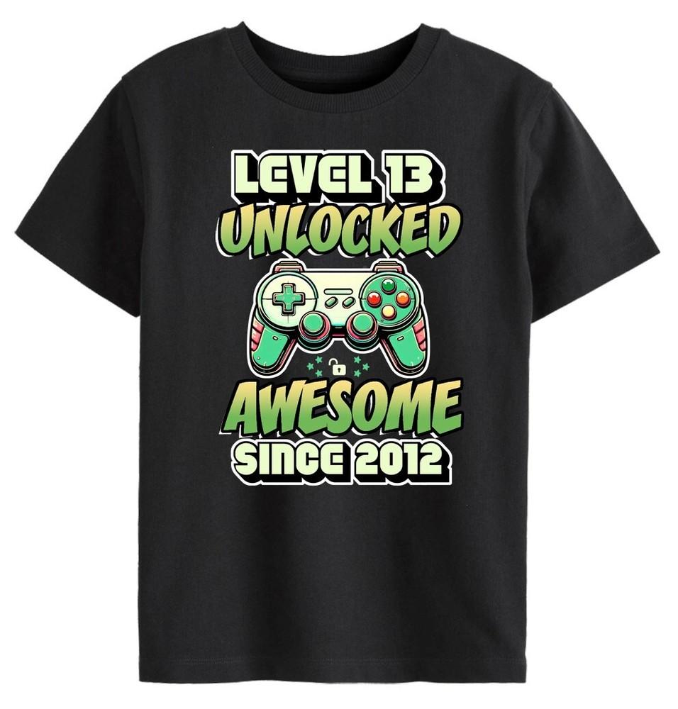 Level 13 Unlocked Kids Gaming T-Shirt 13th Birthday Awesome 2012 Christmas Gamer 4XL