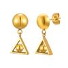 Stainless Steel Round Bead Earrings for Women, Triangle Pendant Earrings,Fashion Jewelry Gifts