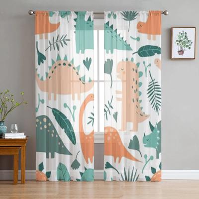 Dinosaur Animals Tropical Leaves Tulle Curtains For Living Room Sheer Curtain Bedroom Veil Organza Decorative Window Treatments
