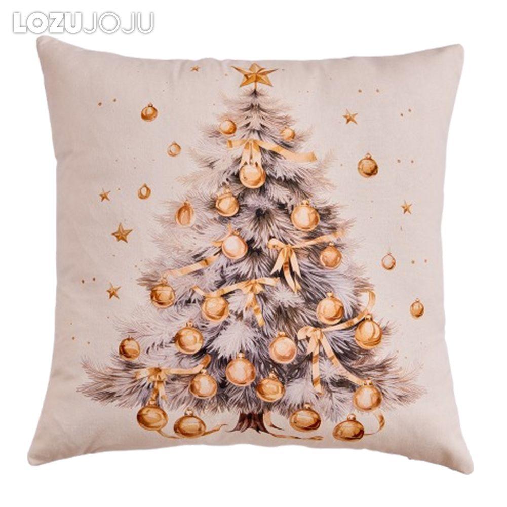 1PC LOZUJOJU Christmas Pillowcase Hand drawn Christmas tree cluster printed Cushion Cover for Sofa Living Room Bedroom Home Decor Party Decor
