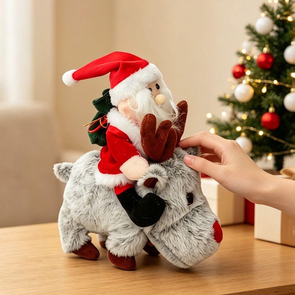 Musical Santa Riding Reindeer Toy Animated Musical Electric Xmas Ornament  Home Display
