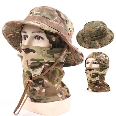 Camouflage Round-brimmed Hat Headgear Set Outdoor Mountaineering Bucket Hat Sunscreen Windproof Benny Hat Cycling Mountaineering Fishing Hat