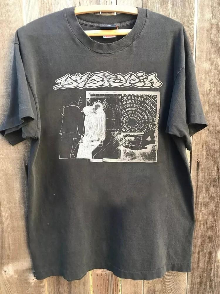 Dystopia Band Collection of Hardcore Band Charcoal T shirt Men Women S5XL Unisex T-Shirt L