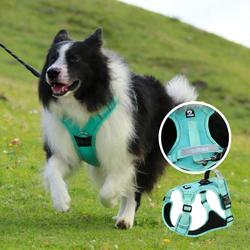 No-Pull Dog Harness for Large Dogs with GPS Tracker Slot Heavy Duty Reflective Adjustable Pet Vest Harness for Outdoor Walking