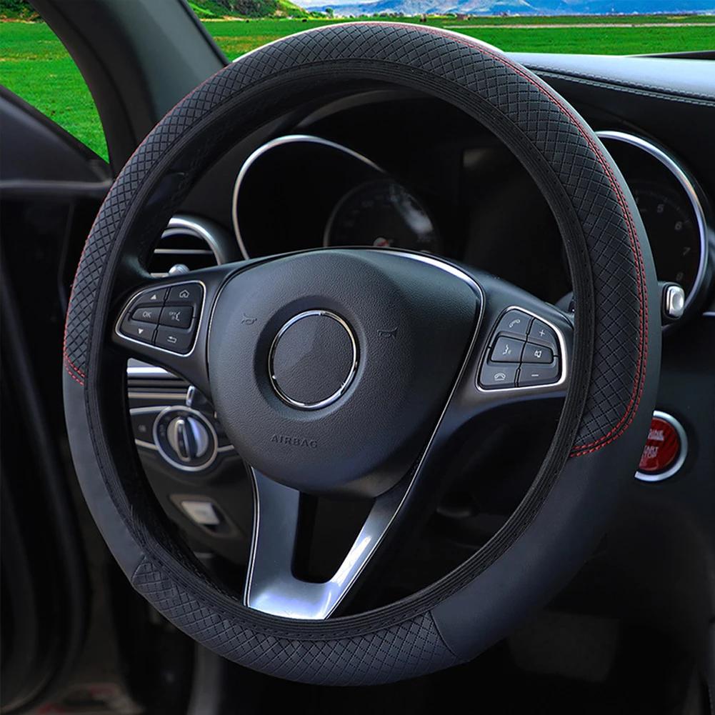 Sport Car Steering Wheel Covers Anti-Slip PU Leather fit 37~38cm Steering Wheel Car-styling 9 Colors Auto Accessoires Universal