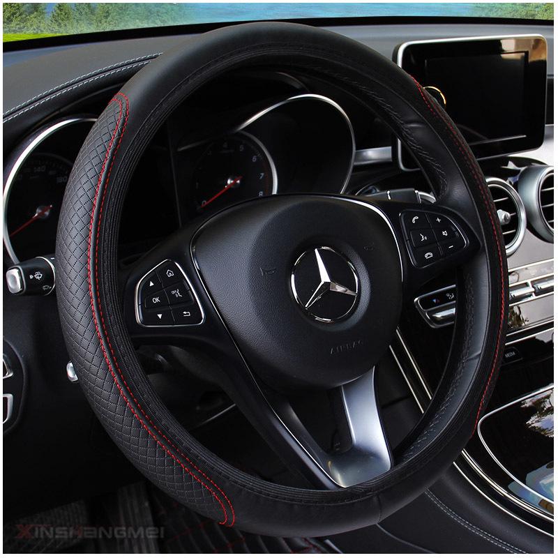 Auto-Lenkradbezug – Faserleder, Doppelkreis, Gummiband, Sport-Stil